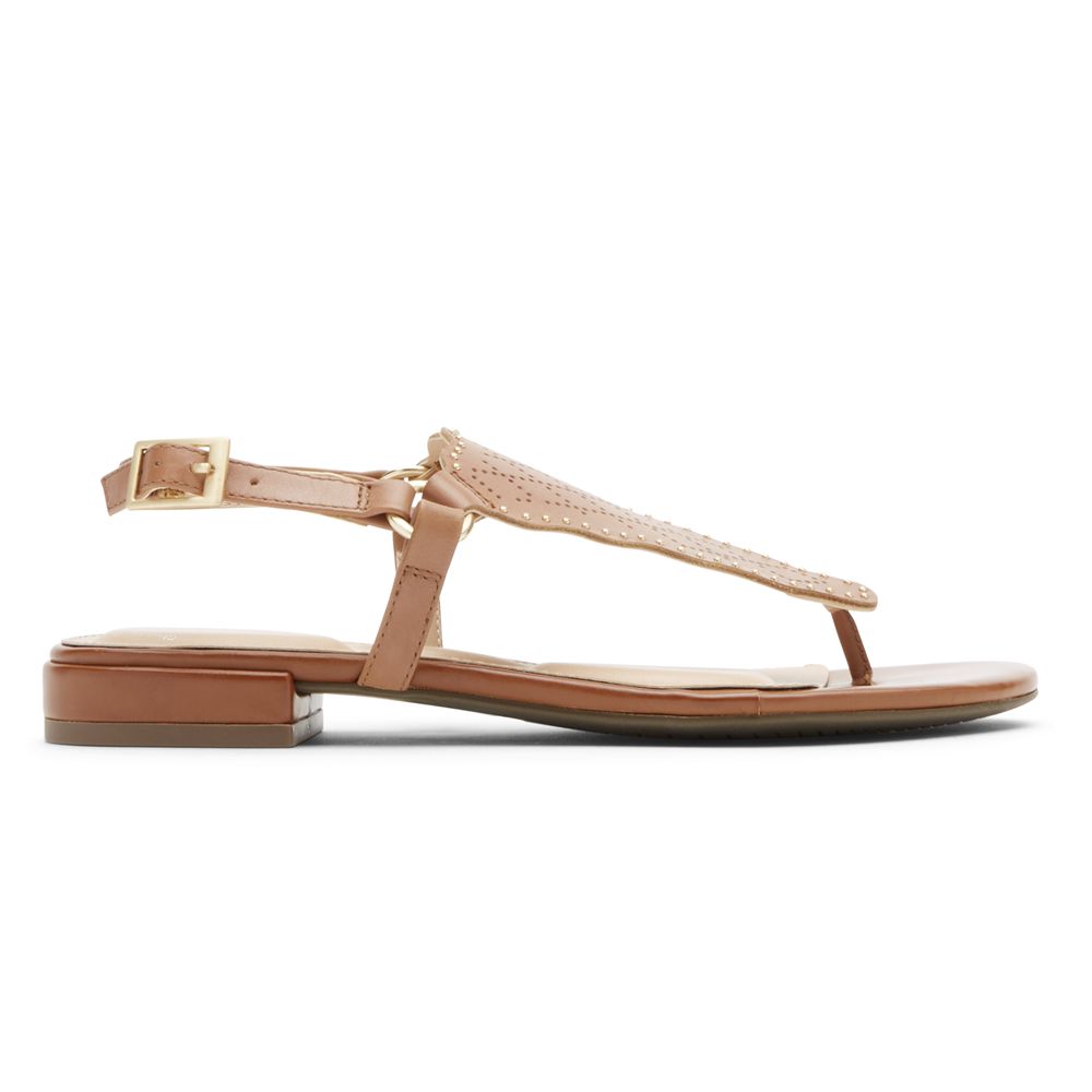 Rockport Total Motion Zosia Perforated Thong - Womens Sandals - Apricot - NZ (ANM-375406)